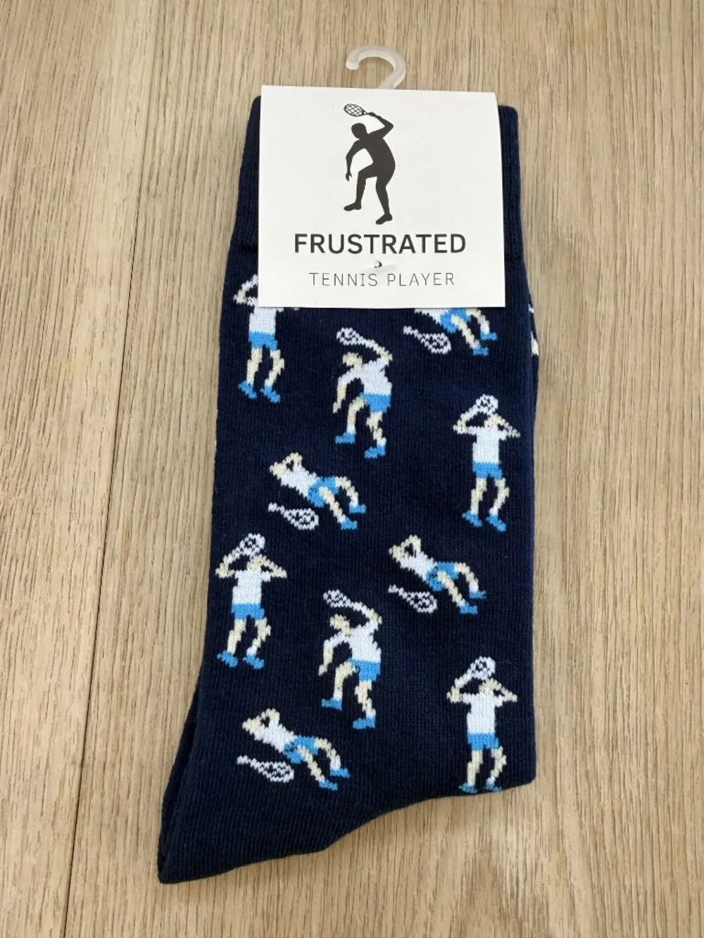 Feetopia Novelty Frustrated Tennis Socks Navy Blue M-8-13 NEW